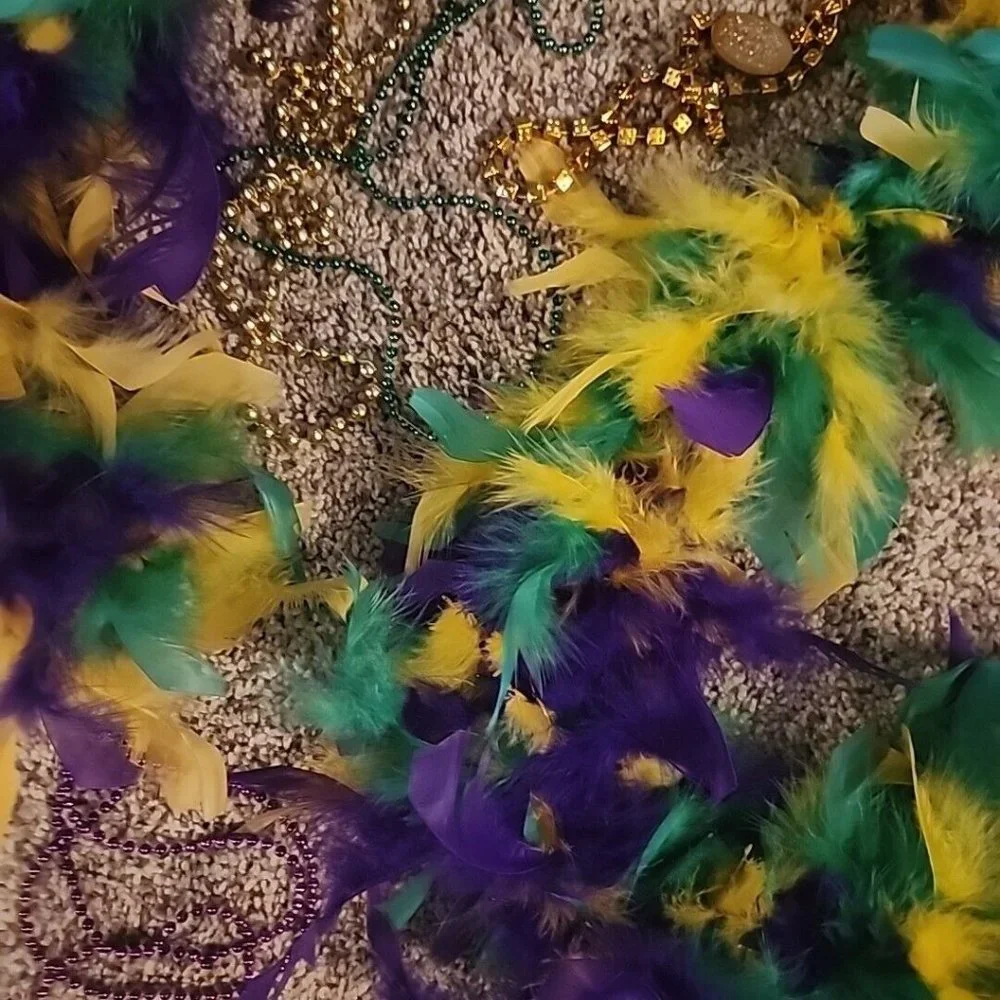 Mardi Gras St Pats Party In Bag Beads Boa Purple Green Gold Parade 18 Necklaces